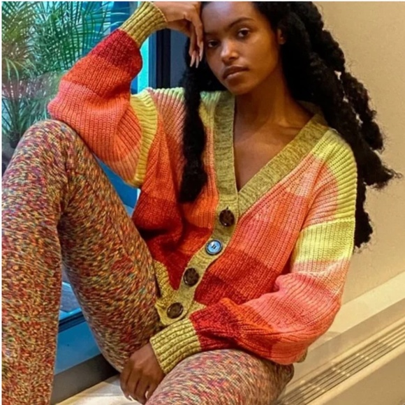 Turner Ribbed Button-Down Boho Hipster Hippie Art Deco Hip Farm Sweater Cardigan - Picture 3 of 5